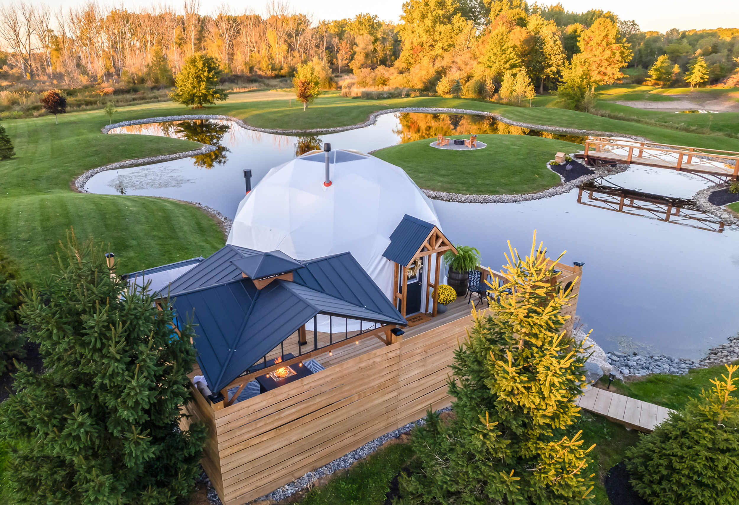 Rustic Retreat Glamping Dome — Luxury Pond Dome