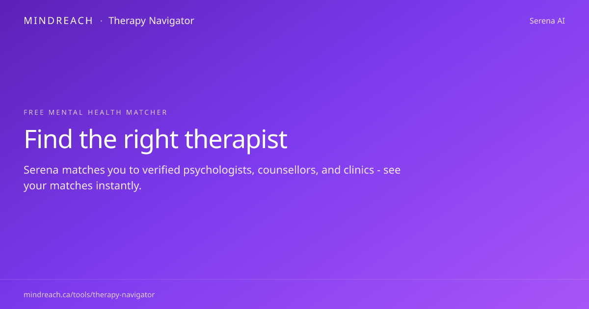 Therapy Navigator | Find the Right Therapist in Canada | MindReach ...